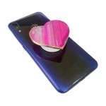 Pop Socket Suporte celular de Coração Chapa de Ágata Rosa