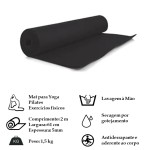 Tapete De Yoga ou Pilates Preto Pvc Premium Preto 2,00m